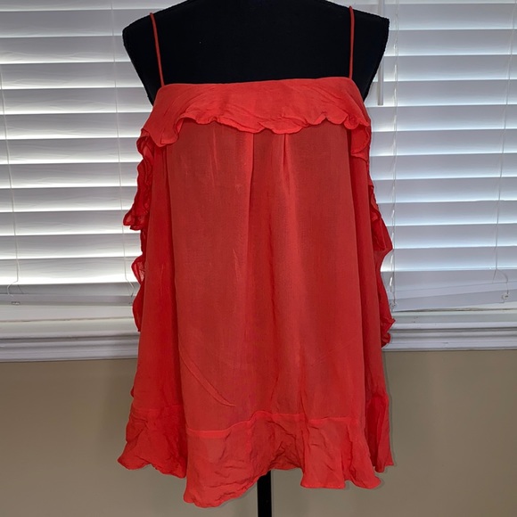 Women's Ruffled Red Top - Picture 4 of 12
